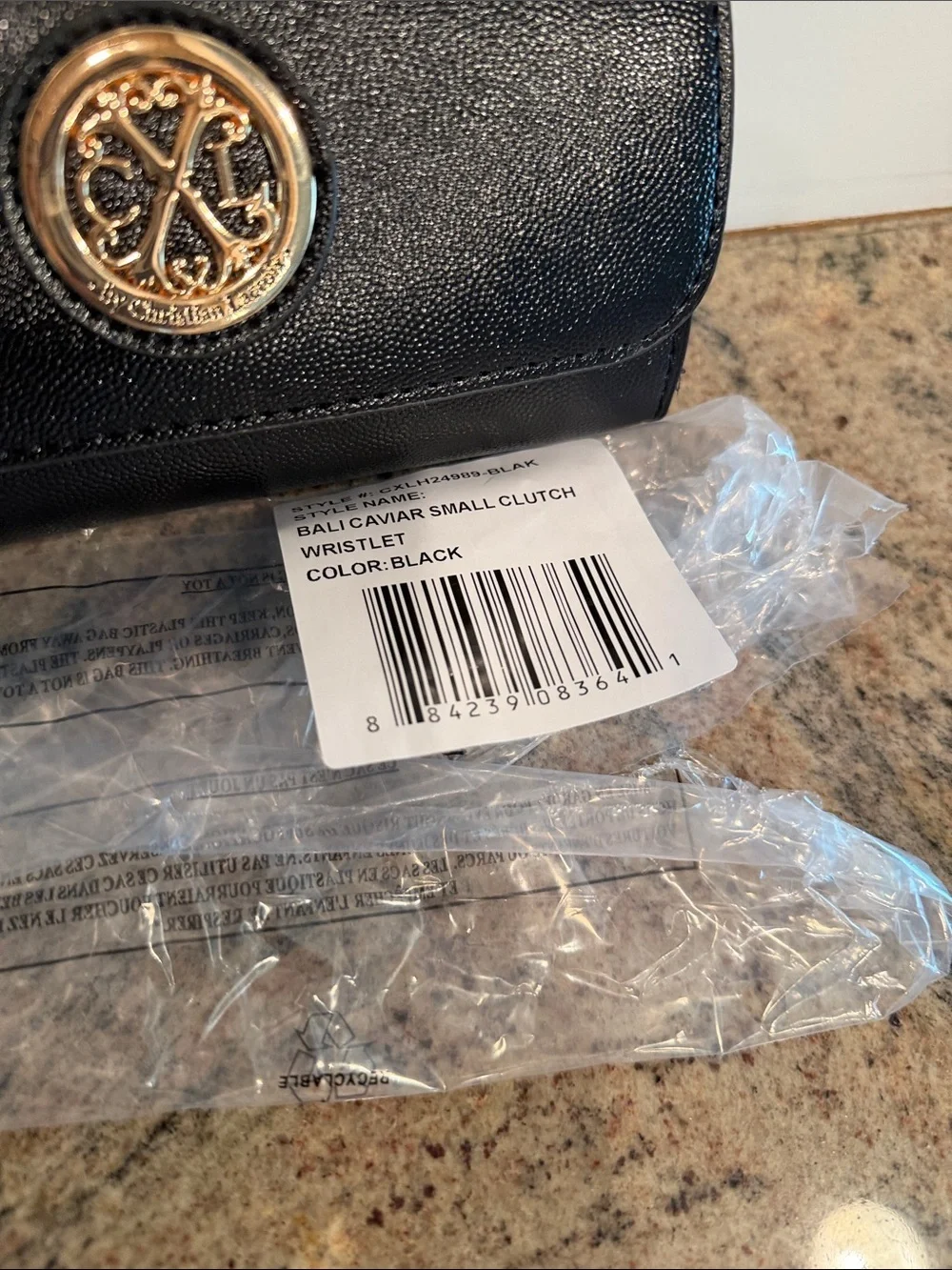 Christian Lacroix Black Wristlet Clutch NWT